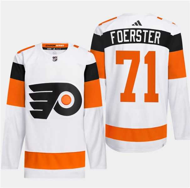 Men's Philadelphia Flyers #71 Tyson Foerster White 2024 Stadium Series Stitched Jersey Dzhi